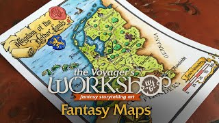 Hand inked and watercolour fantasy maps