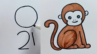How to draw a monkey 원숭이를 그리는 방법 猿の描き方 Comment dessiner un singe #painting #draw #drawing