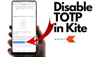 Disable TOTP in Kite I ZERODHA