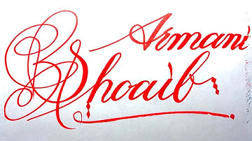 Shoaib Armani Name Signature Calligraphy Status | How to write with Cut Maker  #calligraphy #cursive