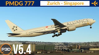 [P3D v5.4] PMDG 777-300ER Singapore Airlines | Zurich to Singapore | Full flight