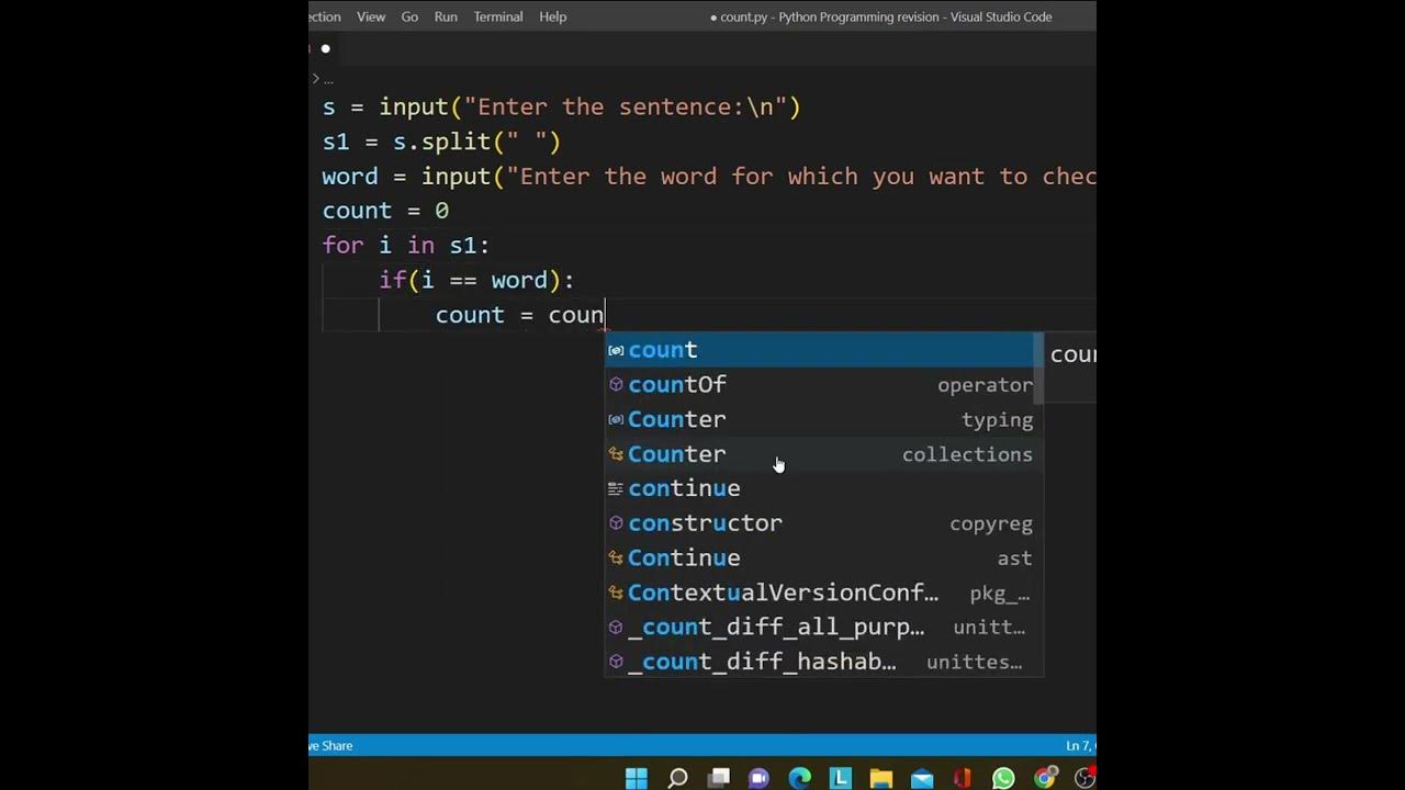 Find Occurence of the given word using split and count function ...