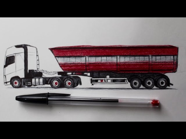 Como desenhar um Caminhão caçamba Ford Cargo qualificado - PASSO A