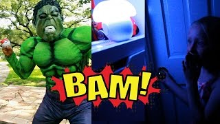 Kid Heroes 39 - Batman and Hulk with the Romi Lamp epic Nerf War!