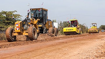 Great Work! Best Processing Techniques Building Road Foundation By Motor Grader SANY, Road Roller