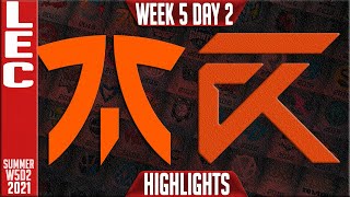 FNC vs XL Highlights | LEC Summer 2021 W5D2 | Fnatic vs Excel