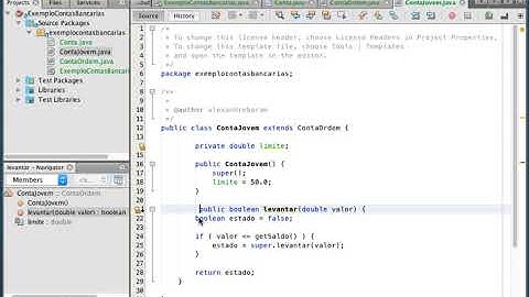Aprender Java - Fase 04 - Heranca (ContaJovem herda de ContaOrdem)