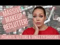 Massive Makeup Declutter Pt.  3🗑♻️ l Individual Eyeshadows, Pigments & Glitters