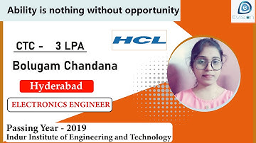 Congrats, Chandana |Selected in HCL Technologies | 3 LPA| ELECTRONICS ENGINEER, PoY 2019 | Hyderabad