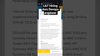L&TIMindtree Aws Devops Job | Hyderabad | CICD, AWS, Kubernetes | Apply Now