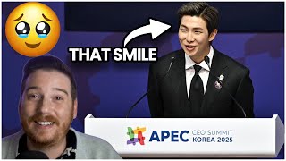 видео: RM (BTS): Выступление на конференции APEC | РЕАКЦИЯ [то, как он всё это время улыбался!! 🥺) картинка: RM (BTS): Выступление на конференции APEC | РЕАКЦИЯ [то, как он всё это время улыбался!! 🥺)