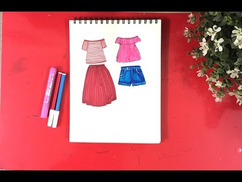 Dạy bé vẽ quần áo váy đơn giản | How to draw fashion clothes | Dạy bé học