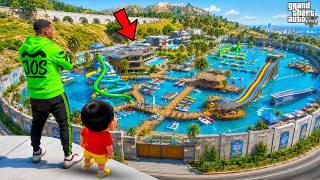 Franklin and Shinchan Build the Biggest Waterpark Outside His House in GTA 5!