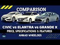 Hyundai Elantra vs Toyota Grande X vs Honda Civic Oriel Comparison | Price, Spec & Features