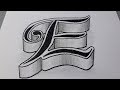 3d letter e  drawing art easy on paper