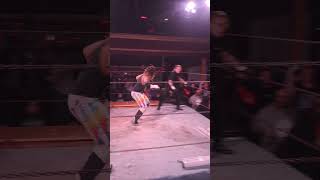 MM3 Takes Crazy Dive To Floor #icw #gcw #aew #wwe #deathmatch #prowrestling #wrestling #nxt #njpw