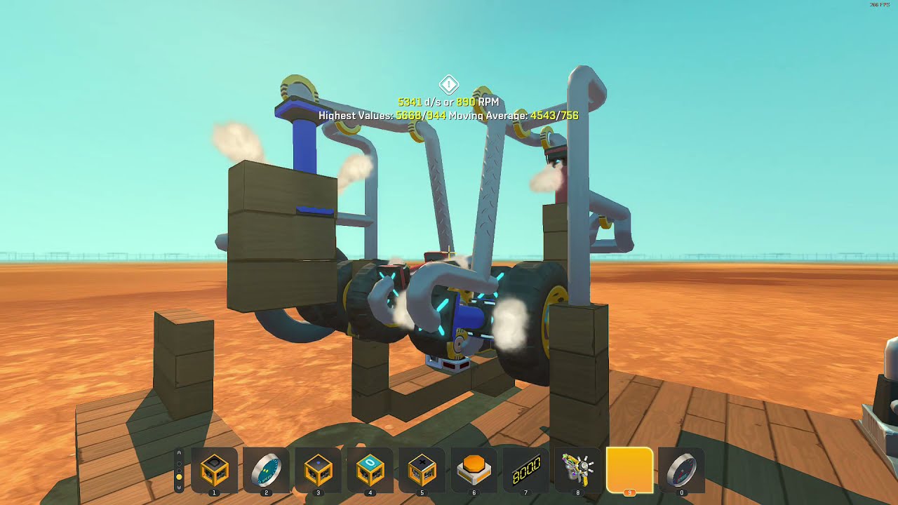 Scrap Mechanic: Fast High RPM Twin Piston Engine 900 RPM - YouTube