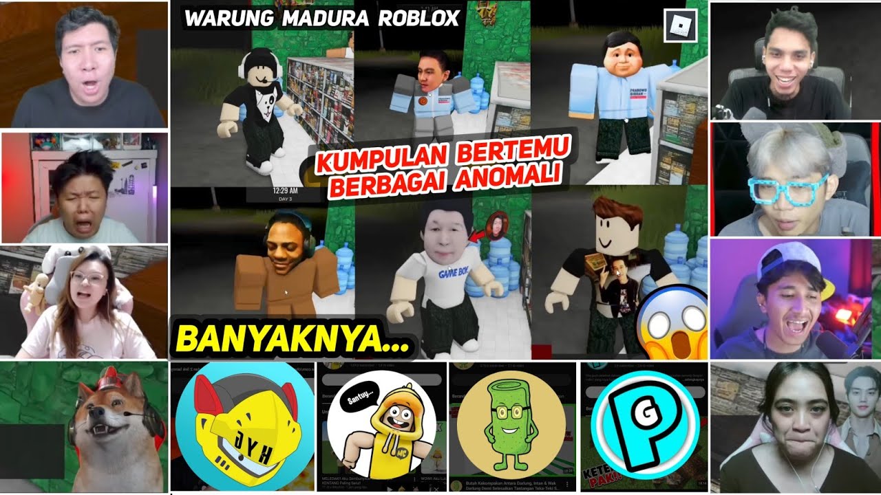 [ REAKSI YOUTUBER GAMERS ] BERTEMU BERBAGAI ANOMALI | Warung Madura Anomali : Roblox |
