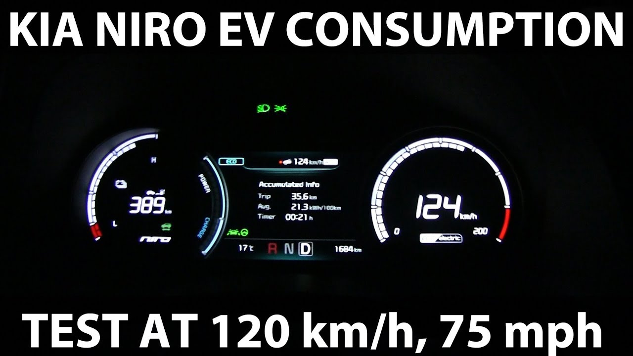 koppeling Wolf in schaapskleren dorp Kia Niro EV consumption test at 120 km/h, 75 mph - YouTube