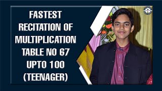 FASTEST RECITATION OF MULTIPLICATION TABLE NO 67 UPTO 100 TEENAGER