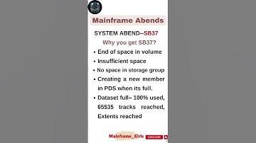 Mainframe - System Abend - SB37 #mainframes #shorts #youtube #learning #tutorial #shorts #abends