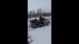 По рыхлому снегу до 90 см с тростником на вездеходе переломке. Начало февраля. Часть 2