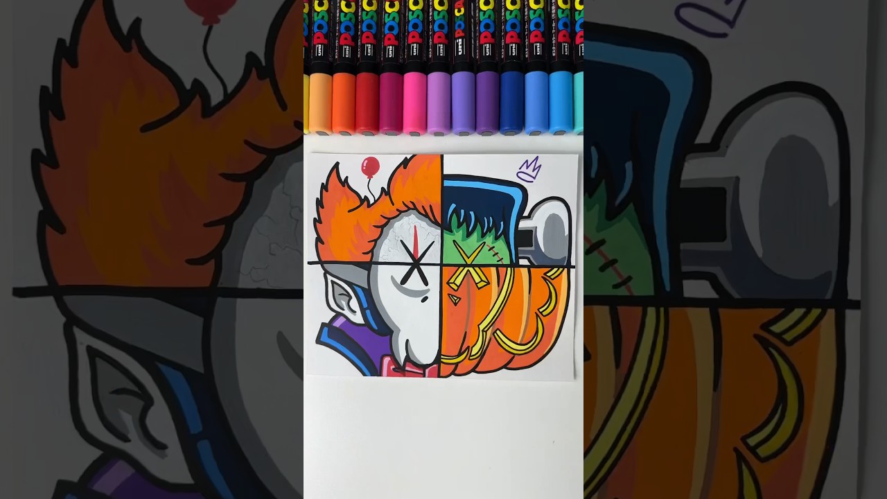 Drawing KAWS but as 4 different Halloween Costumes #posca