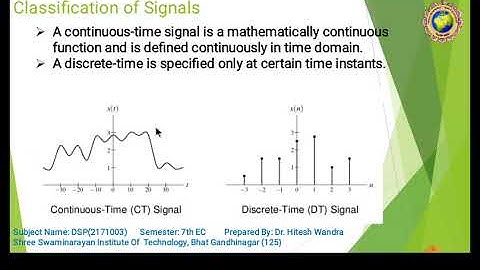 EC 7th DSP UNIT 1 L 2 Classification of Signal