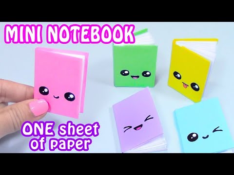DIY mini notebook one sheet paper - DIY back to school - YouTube