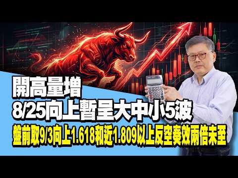 開高量增8/25向上暫呈大中小5波 盤前取9/3向上1.618和近1.809以上反空奏效兩倍未至 | 國家寶藏 林國寶分析師