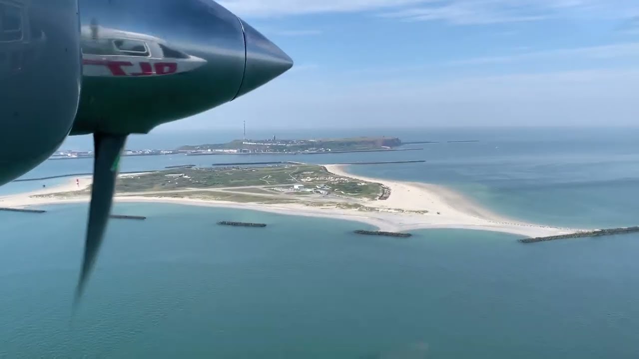 Anflug + Landung OLT BN-2B Islander in Helgoland-Düne