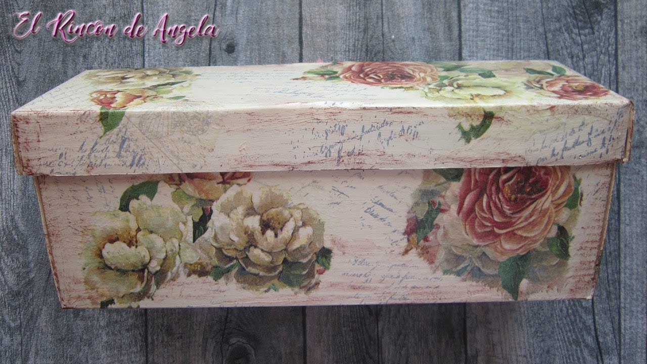 Caja de zapatos reciclada con decoupage estilo vintage-Diy manualidades -  YouTube