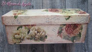 Caja de zapatos reciclada con decoupage estilo vintage-Diy manualidades