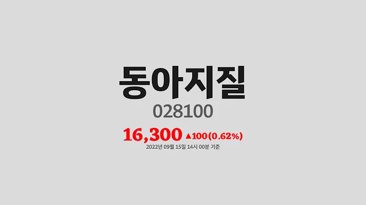 동아지질주가분석(028100) 2022년 09월 15일기준