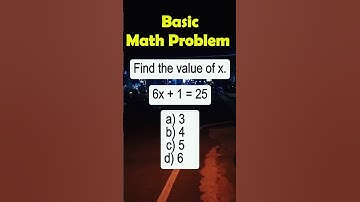 6x + 1 = 25a) 3   b) 4   c) 5   d) 6 #generalknowledge #napolcom #civilservice #quiz #fypviralシ#fyp