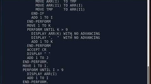 COBOL Program Performing a  Bubble Sort.