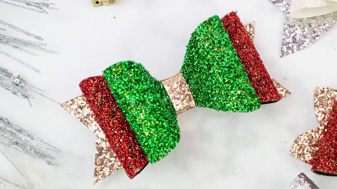 DIY Stacked Christmas Hair Bow Tutorial | Free SVG Cut File & PDF