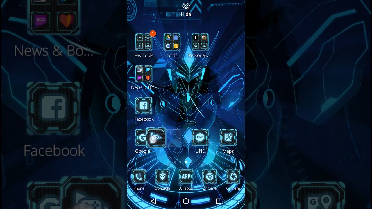 3D blue neon robot theme 3ds