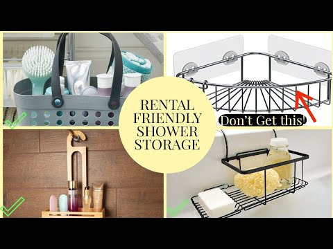 9 Rental Friendly shower storage ideas *No Sticky Adhesives* 