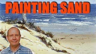 Painting sand easily  watercolor. Step by step tutorial wet sand, damp sand, dry sand, and water.