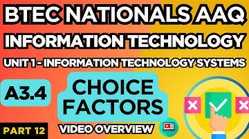 BTEC Nationals IT AAQ | Unit 1 IT | Systems | "A3.4 COICE FACTORS" | P12 | Video Overview