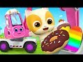 Excavator Digs Yummy Food | Fire Truck, Police Car | Nursery Rhymes | Kids Songs | BabyBus