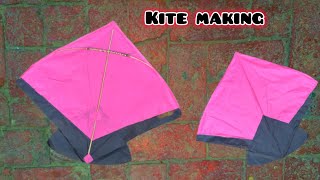 How to make kite at home with plastic bag and broom sticks 😱|kite making|Patang kasay banaye