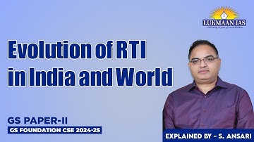 Evolution of RTI in India and World | Explained By S. Ansari | Lukmaan IAS