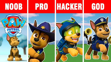 Minecraft battle: NOOB vs PRO vs HACKER vs GOD: BUILDING CHASE PAW PATROL in Minecraft