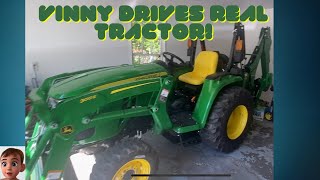 Vinny drives a big tractor// John Deere