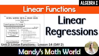 Linear Regressions in DESMOS Scatter Plots Day 2 Content