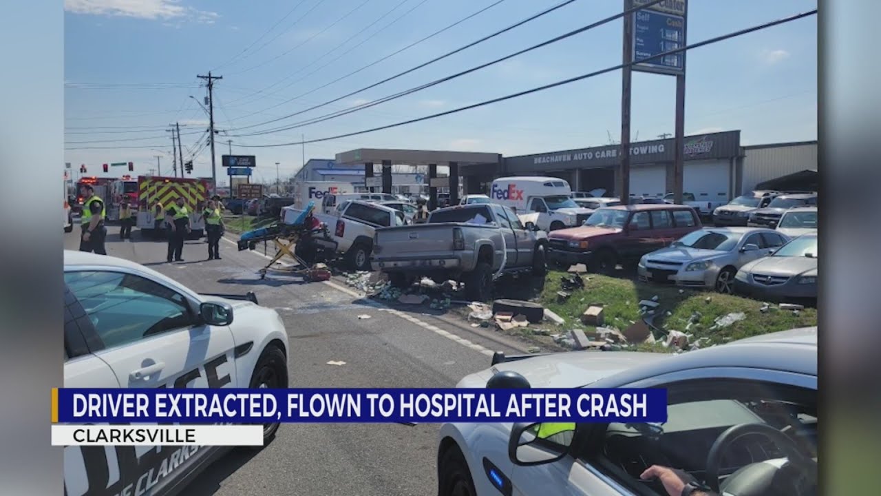 1 flown to hospital after being removed from Clarksville crash - YouTube
