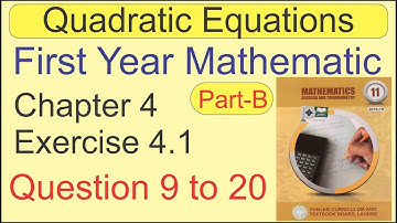 Fsc Part 1 Chapter 4 Exercise 4.1 Q 9-20 | How to Solve Completing Square Quadratic Formula Question