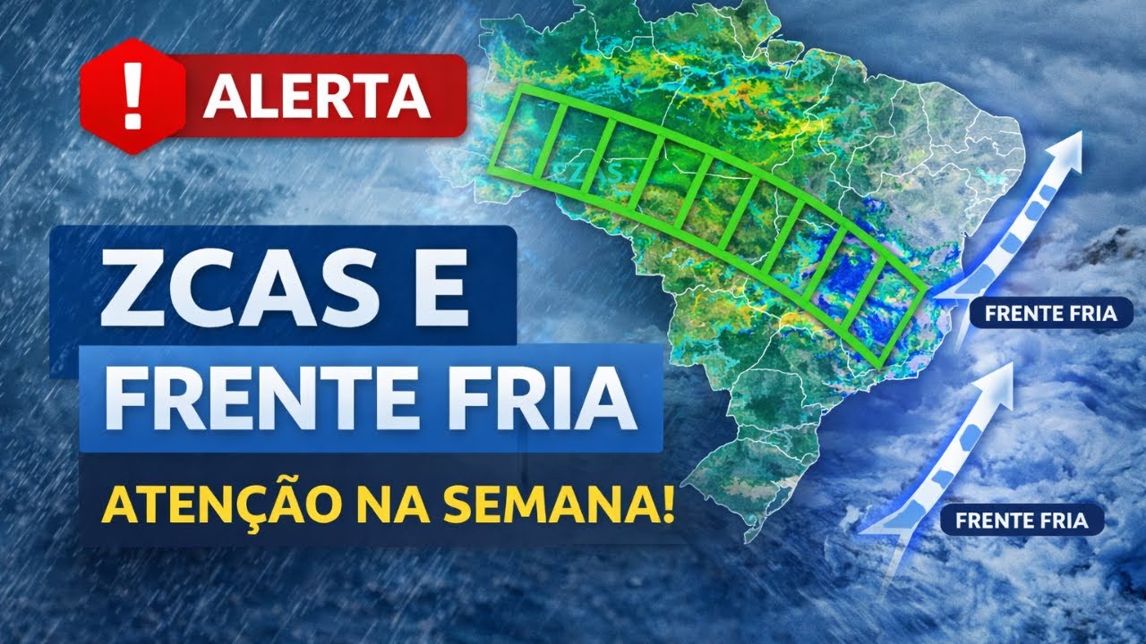 ALERTA METEOROLÓGICO: ZCAS + DUAS FRENTES FRIAS TRAZEM CHUVA FORTE AO BRASIL